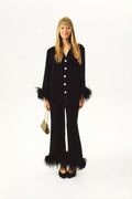 Party Pajamas Set with Detachable Feathers in Black