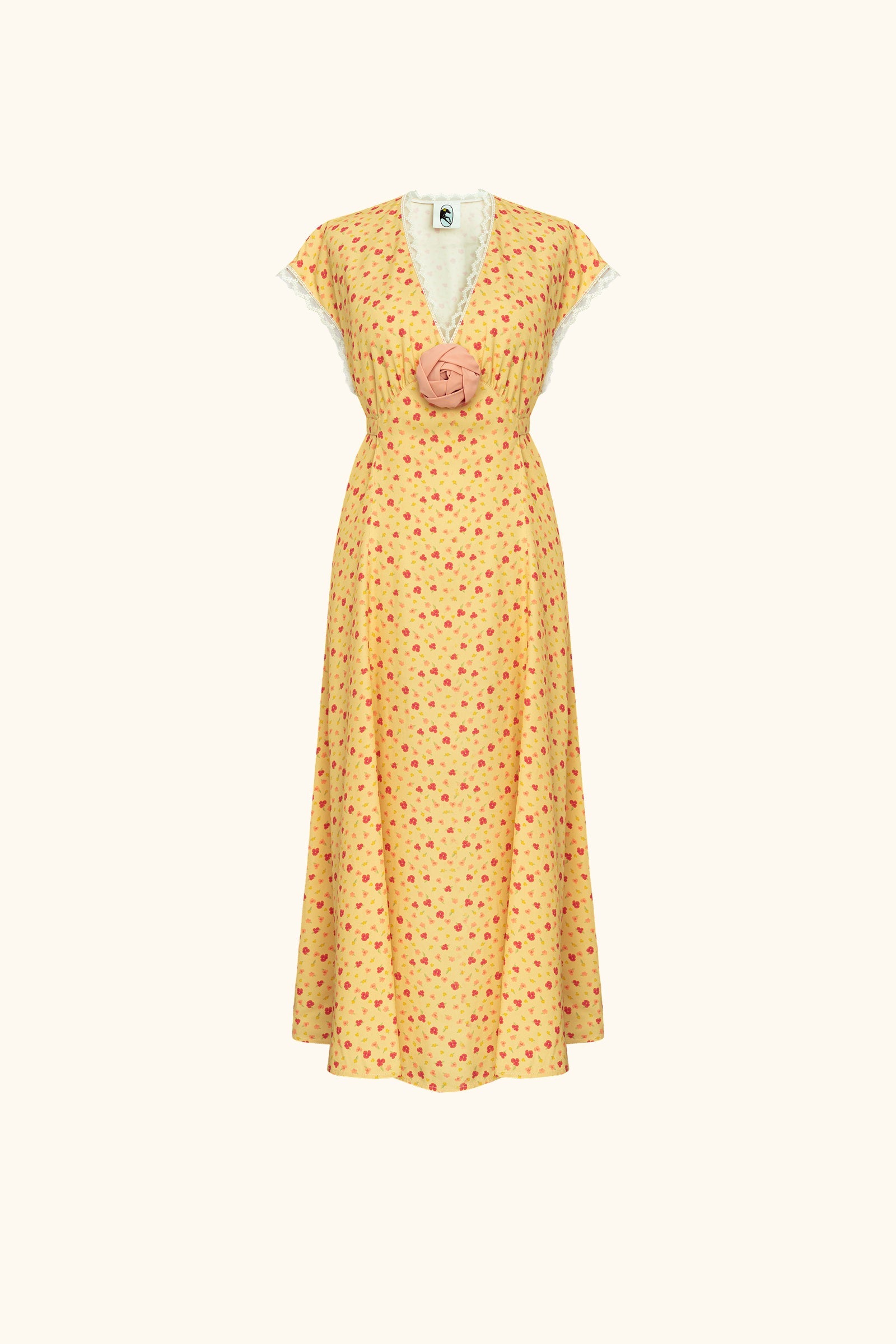 Genus Floral-Appliqué Midi Dress