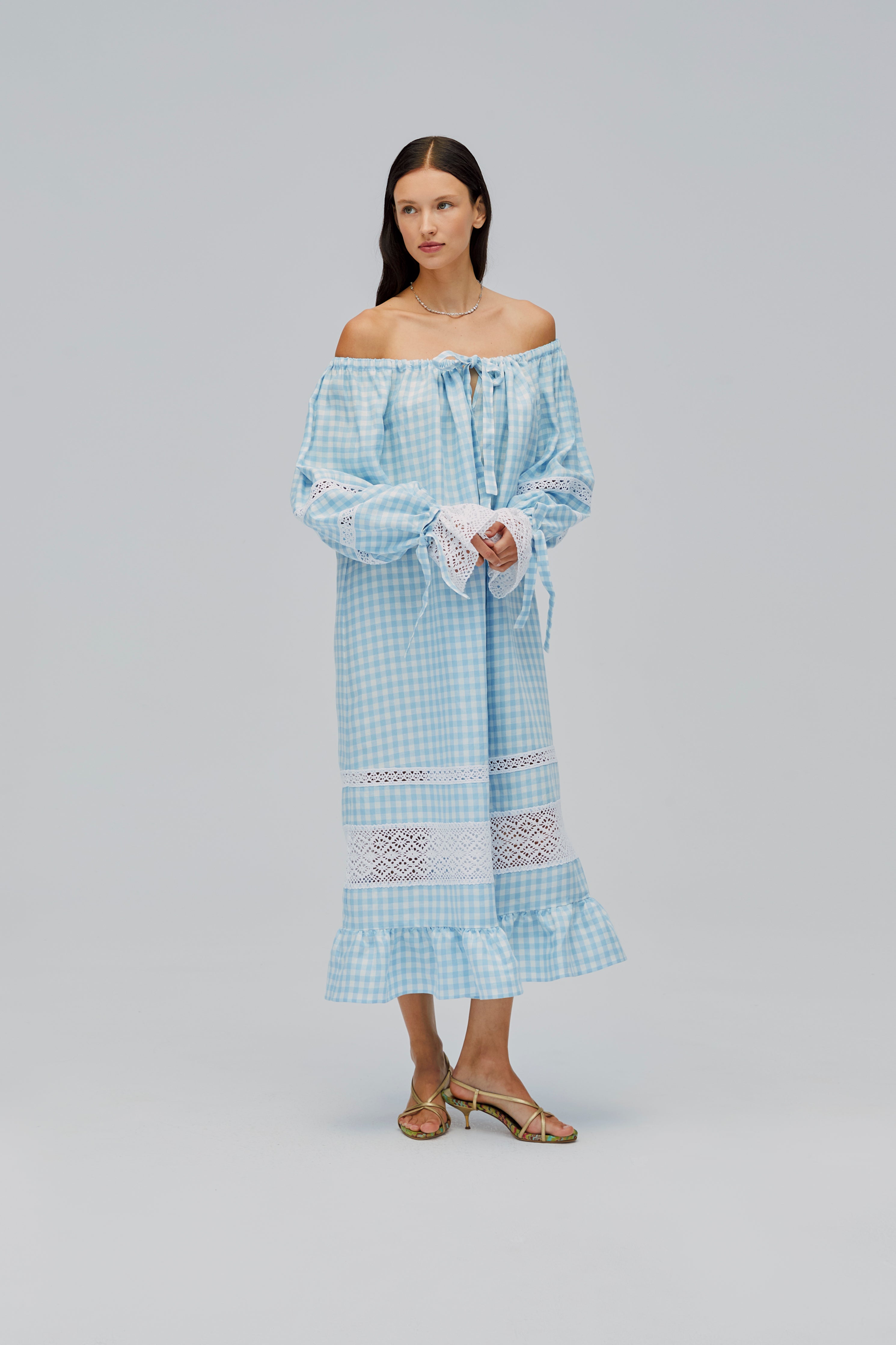 Romantica Lounge Dress in Blue Vichy
