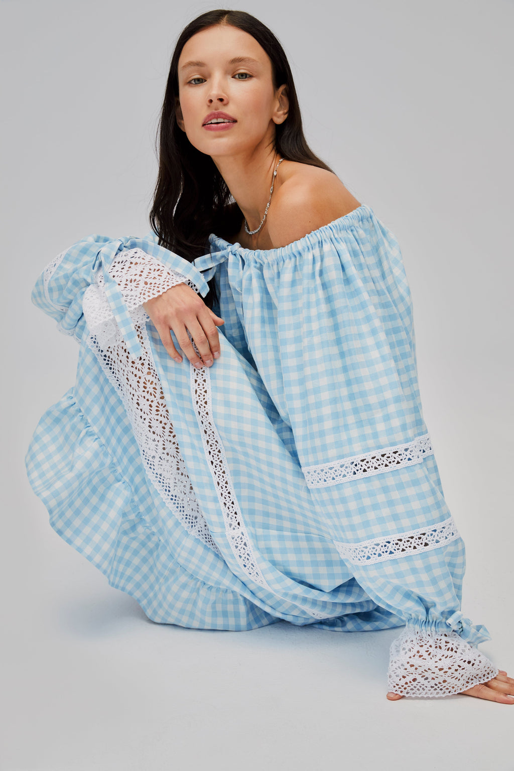 Romantica Lounge Dress in Blue Vichy