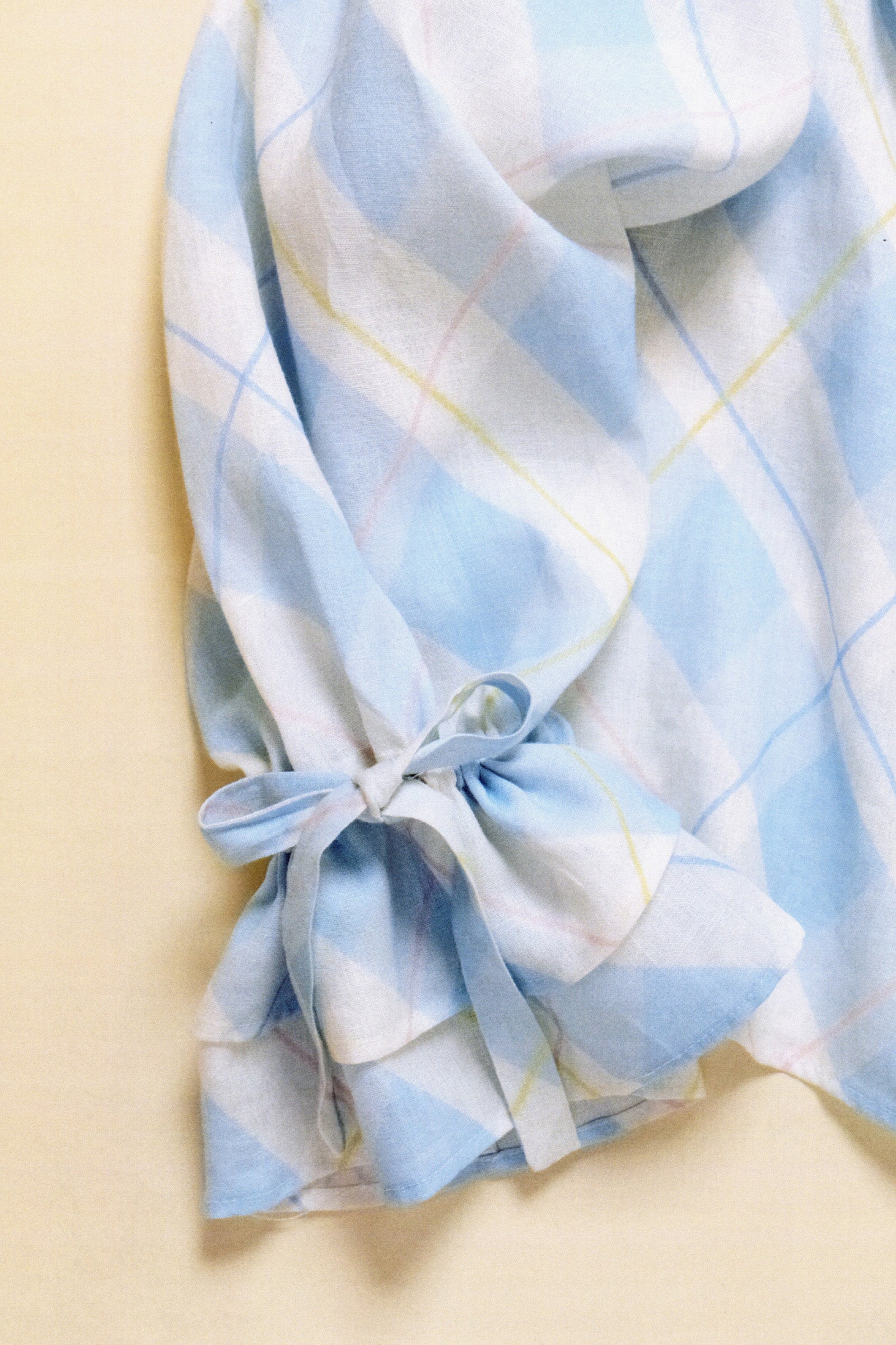 Cha-Cha Lounge Blouse in Blue Plaid