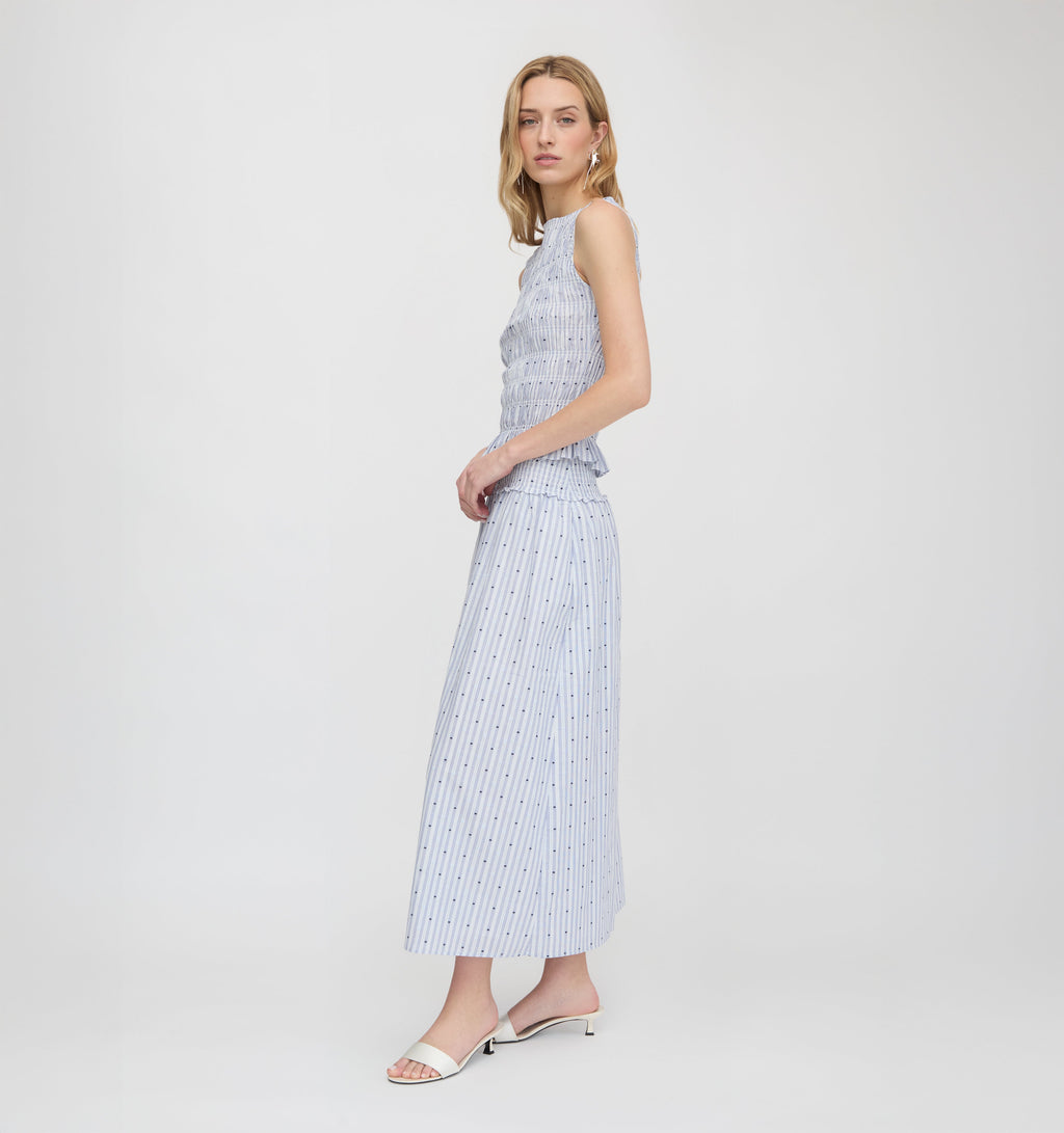 The Phoebe Nap Top - Blue Swiss Dot