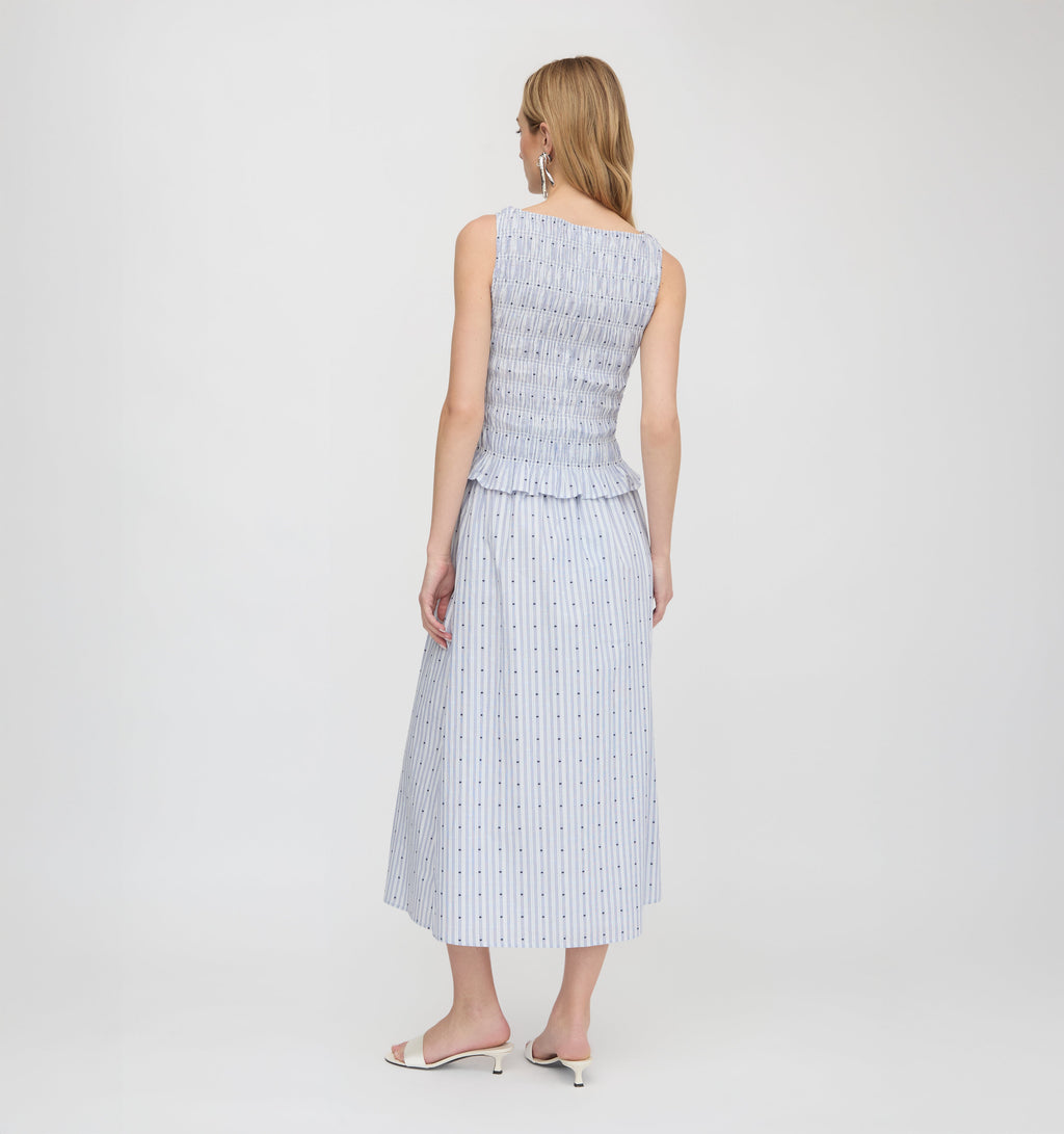The Delphine Nap Skirt - Blue Swiss Dot