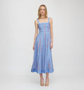 The Ezra Dress - Blue Floral Batik Stripe