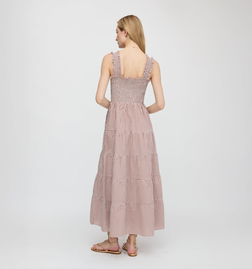 The Goldie Nap Dress - Cognac Gingham