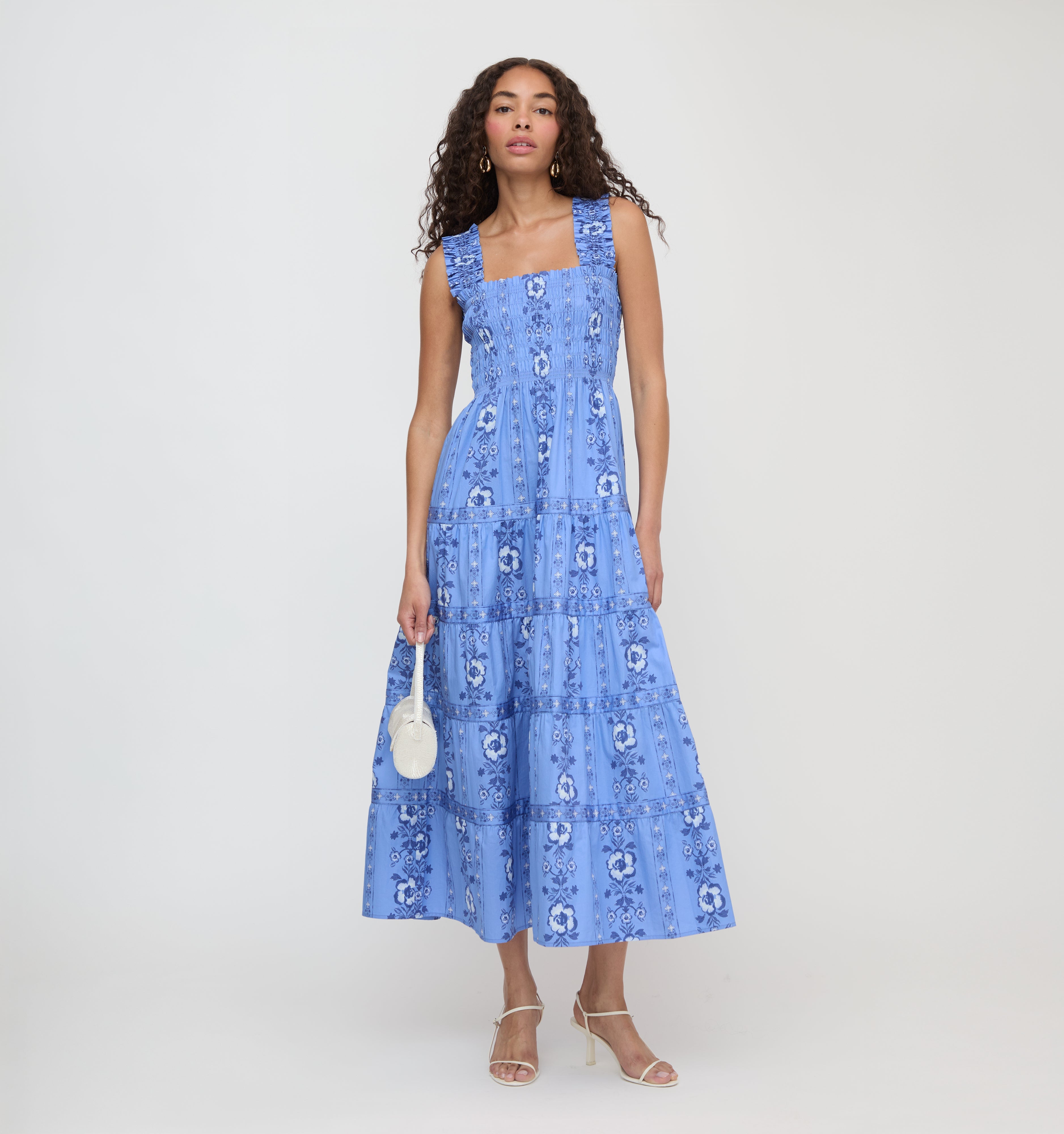 The Kimmy Nap Dress - Blue Arcadia Border