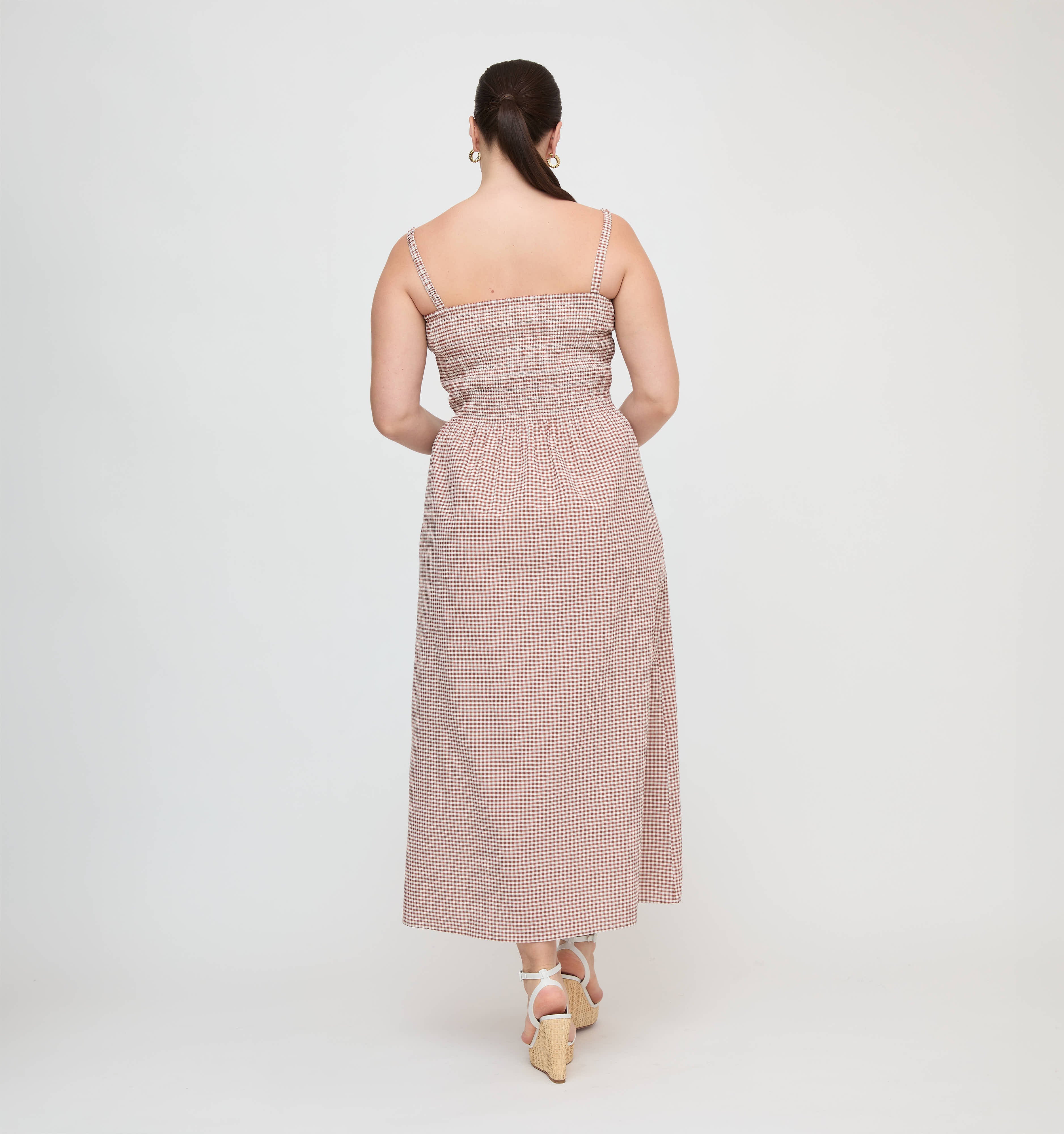 The Larissa Nap Dress - Cognac Gingham