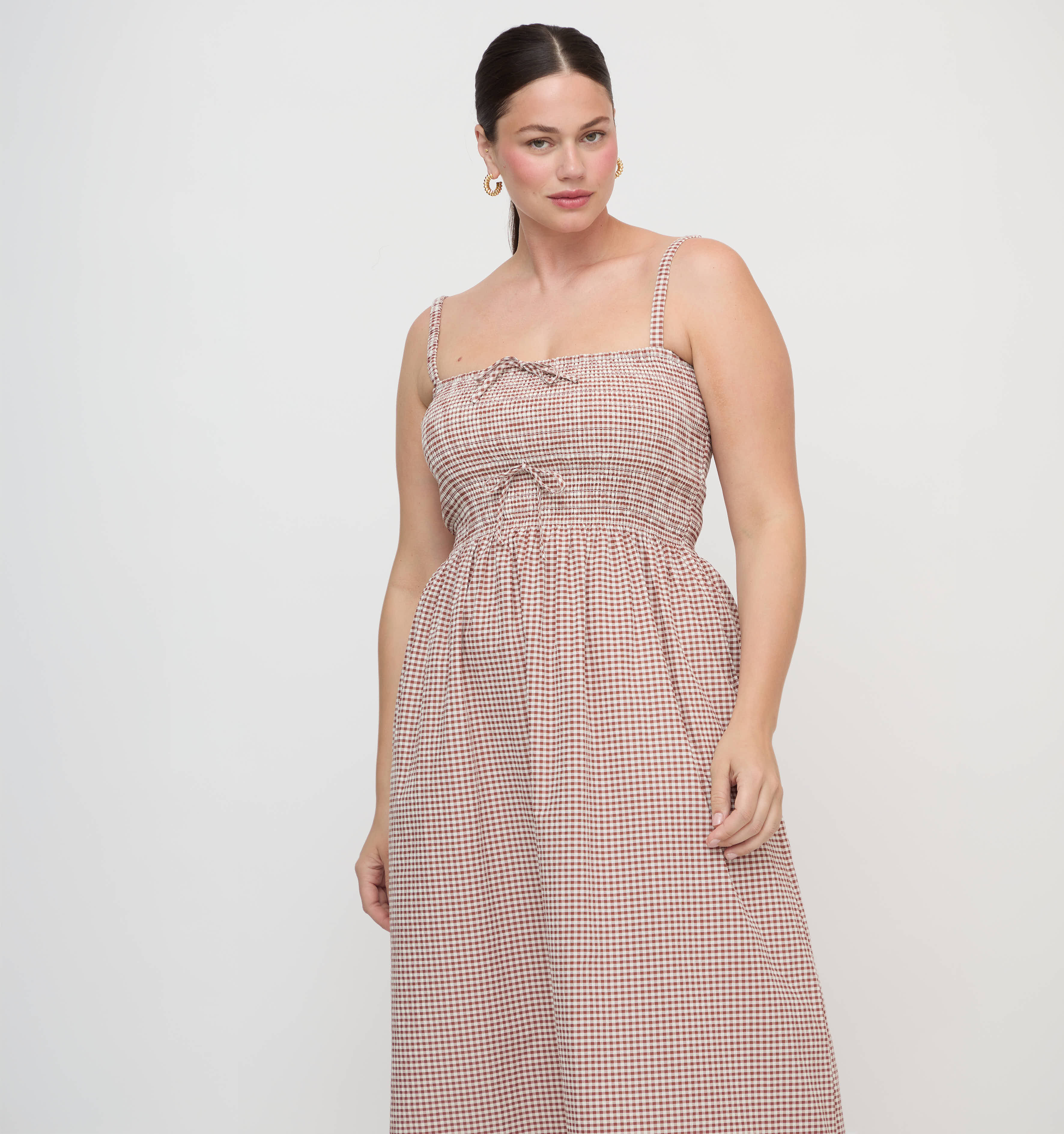 The Larissa Nap Dress - Cognac Gingham