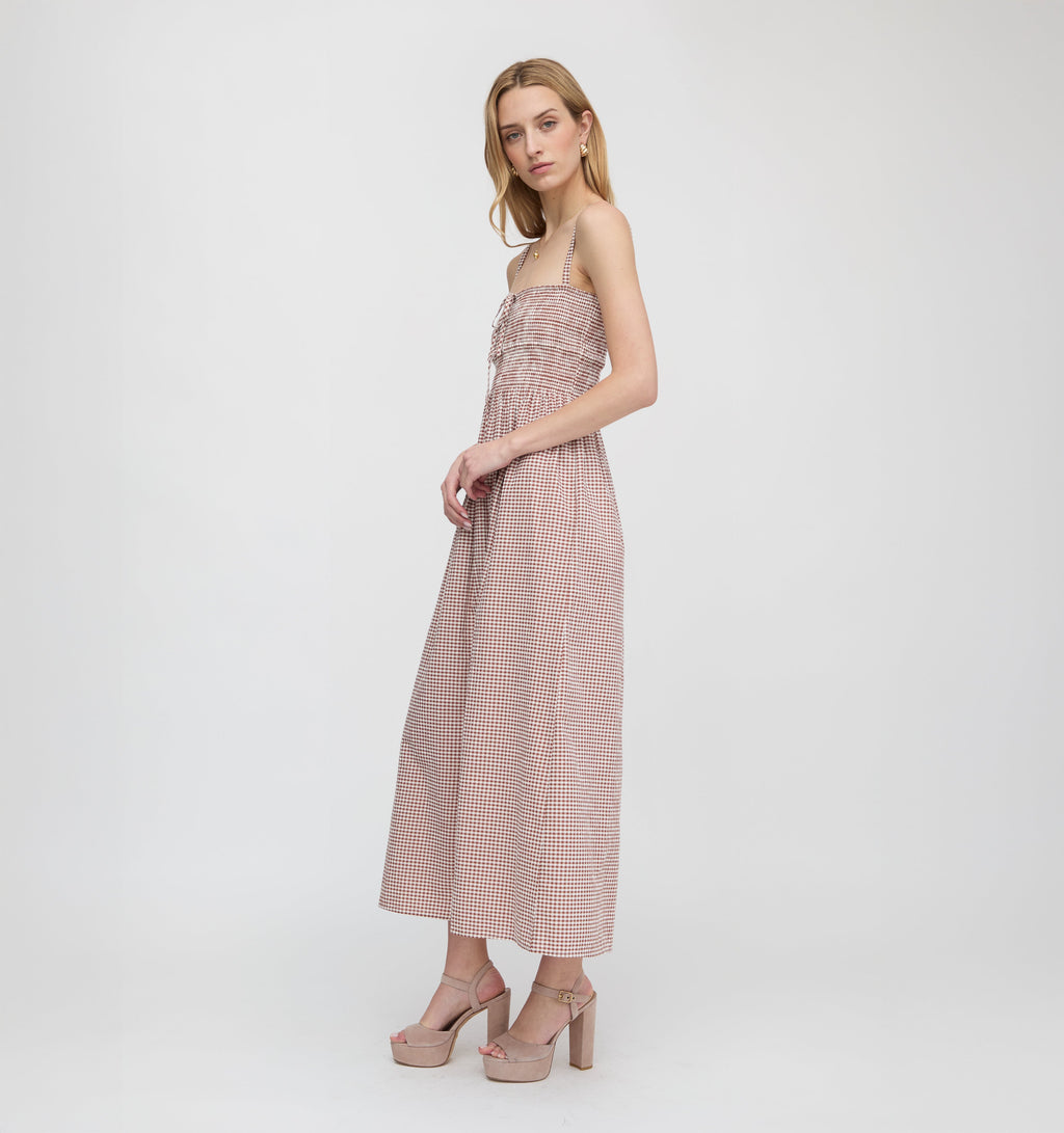 The Larissa Nap Dress - Cognac Gingham