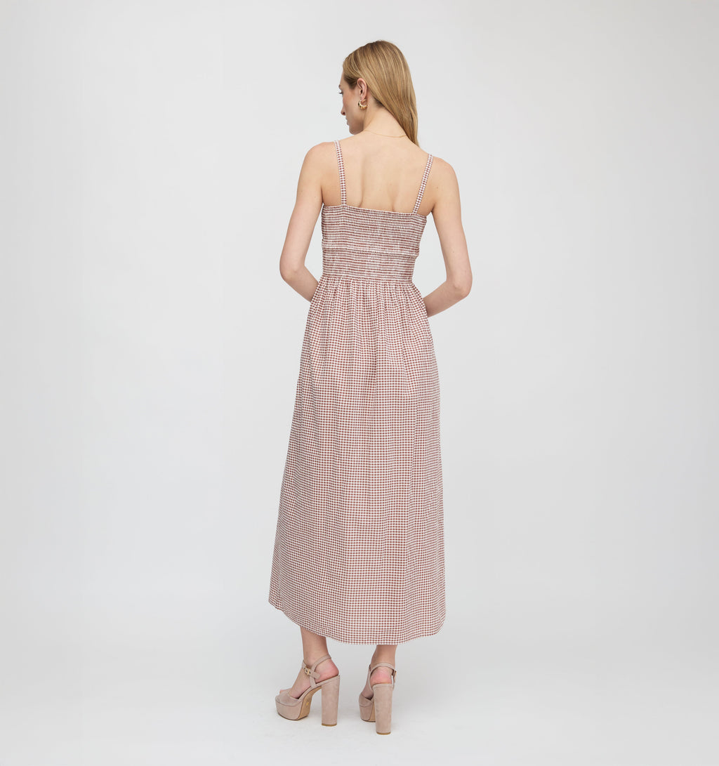 The Larissa Nap Dress - Cognac Gingham