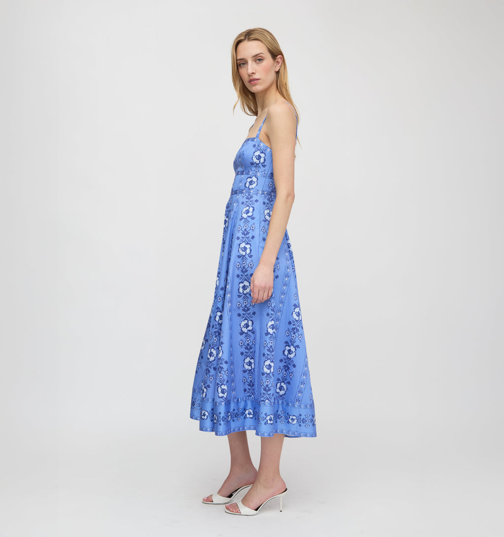 The Margot Dress - Blue Arcadia Border