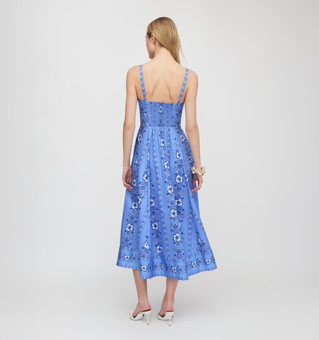 The Margot Dress - Blue Arcadia Border
