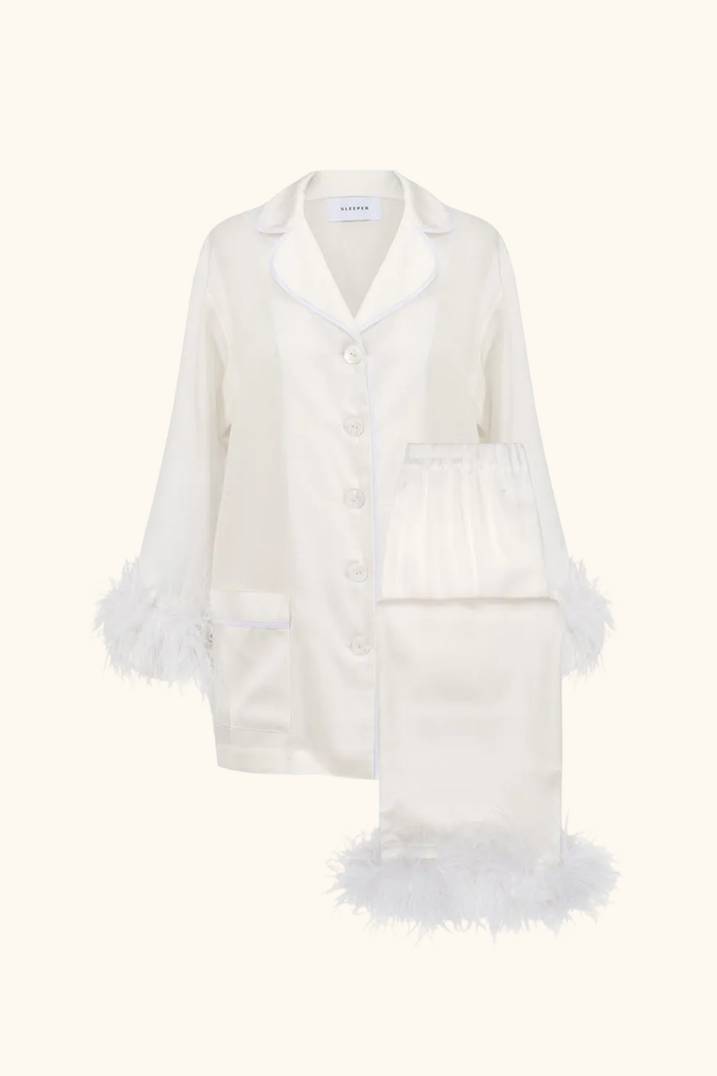 Party Pajamas Set with Detachable Feathers in White